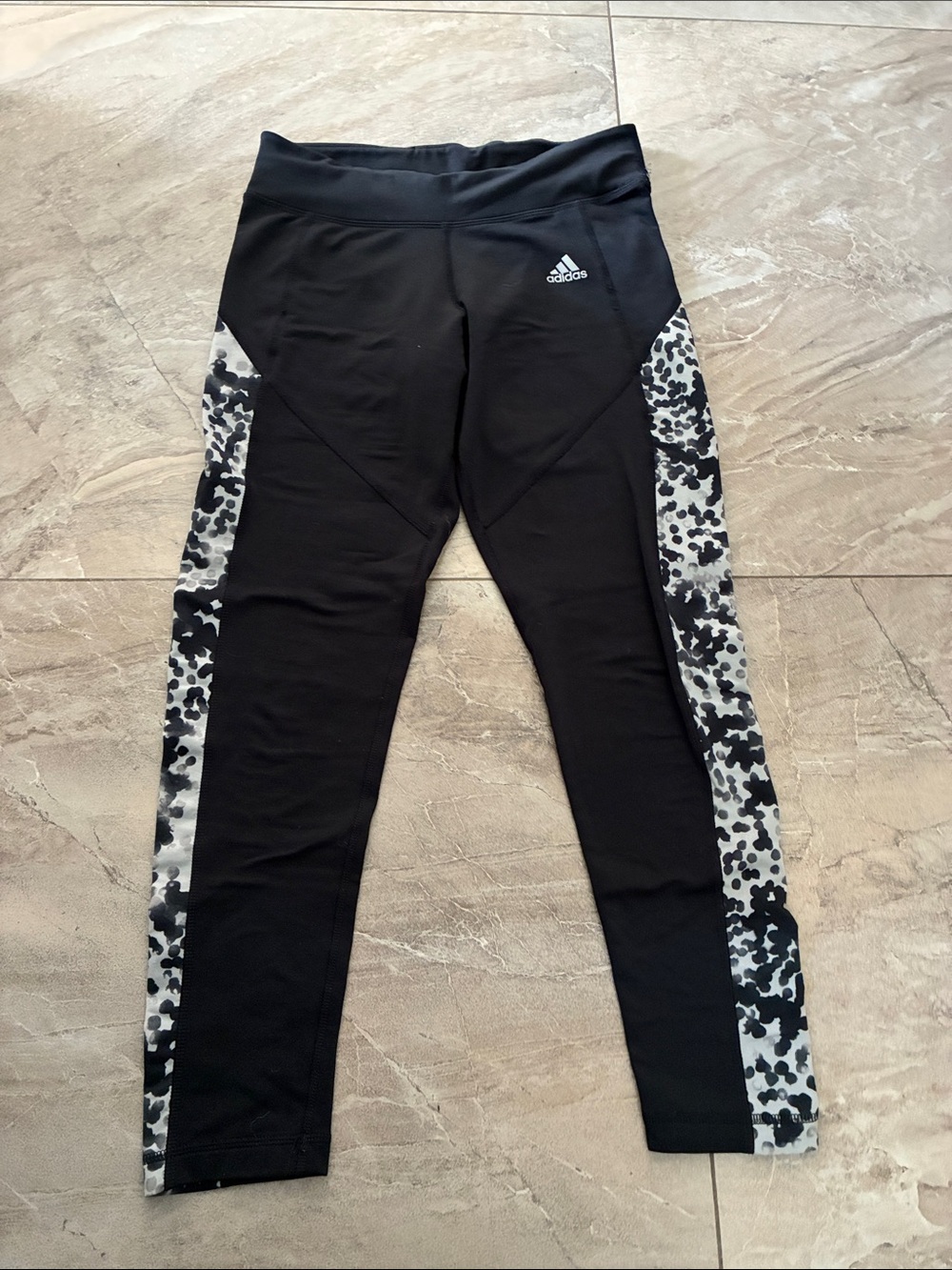 Black adidas Leggings with Patterned Side Panels